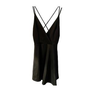 Black Cocktail Dress with Crisscross Back Charlotte Russe